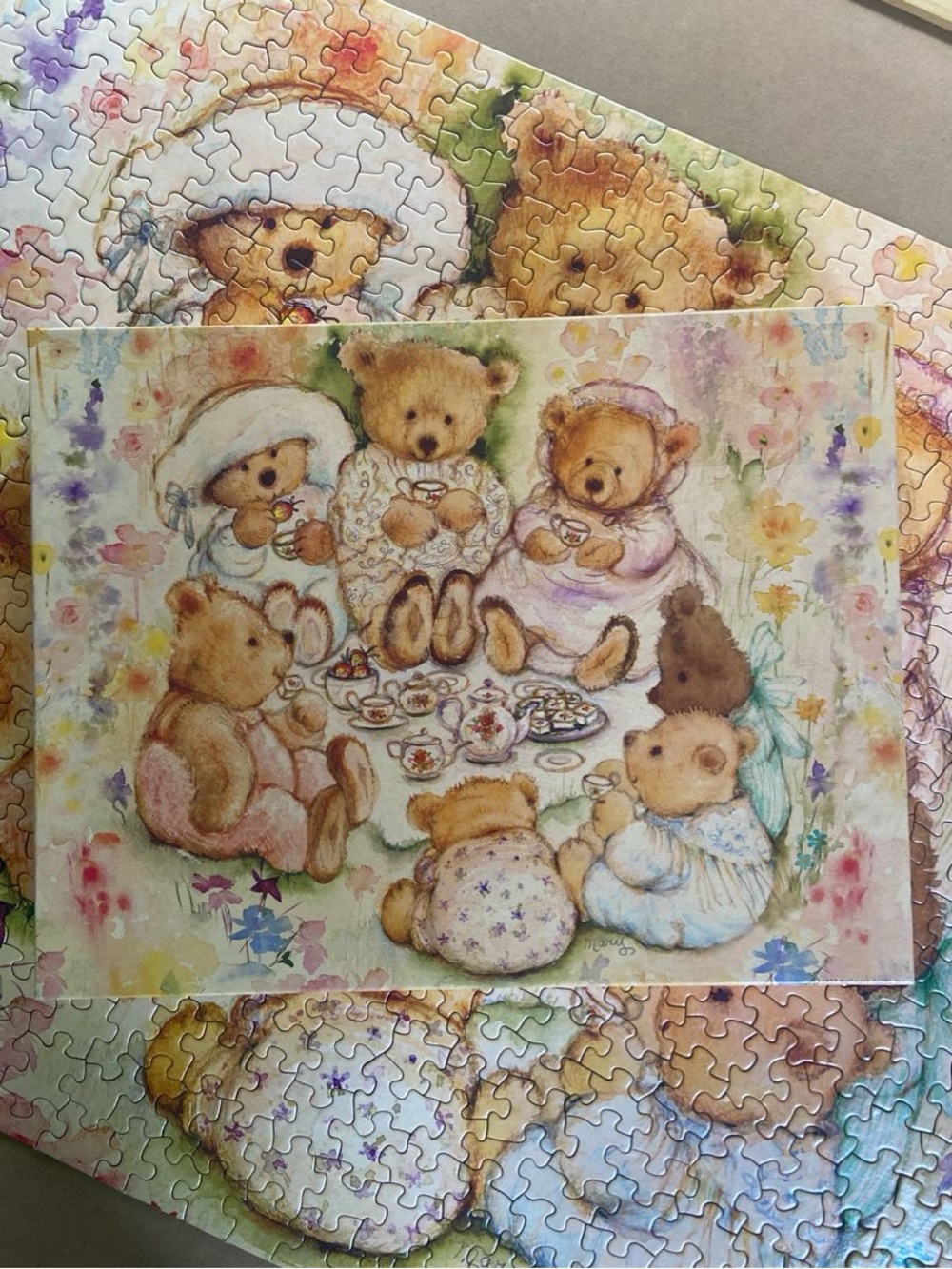 Vintage Cute Springbok Mary’s Bears Tea Party Picnic Jigsaw Puzzle 🧩 🐻